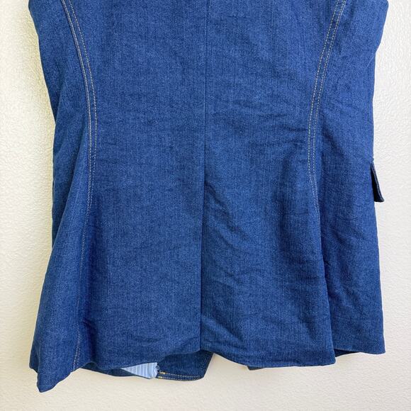 Jason Wu Denim Vest Jacket Womens Small Blue Button Up Gold Casual Cotton - Picture 7 of 12